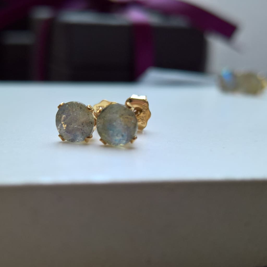 Labradorite stud earrings in 14k gold fill