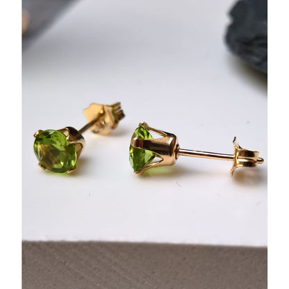Peridot stud earrings in 14k gold fill